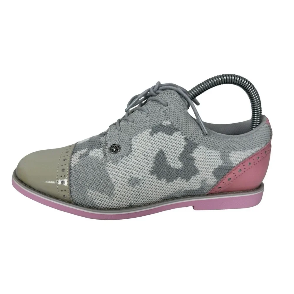G/FORE Ghost Cap Toe Gallivanter Golf Shoes Gray Pink Oxford Camo Womens US 7.5